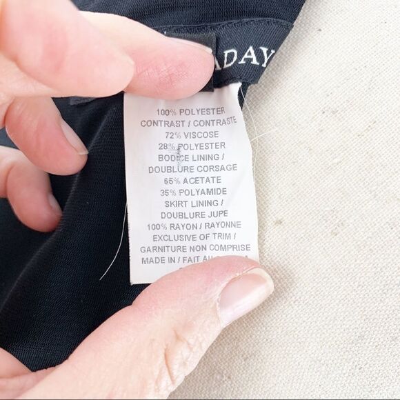 Lida Baday Black Short Sleeved Cocktail Dress w/Full Skirt and Grosgrain Trim 8‎ - Picture 12 of 13